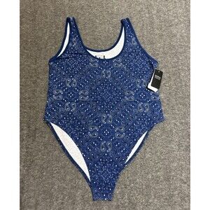 Isaac Morris Women's Blouse Body Suite Bandana Blue Extra Large